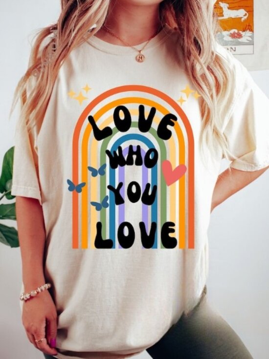 Tops - Retro Pride Shirt, Love Who You Love LGBTQ Tee
